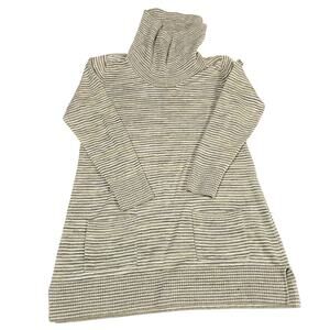 eight eight eight Sweater Womens Medium Green Striped Cowl Neck Tunic Pockets